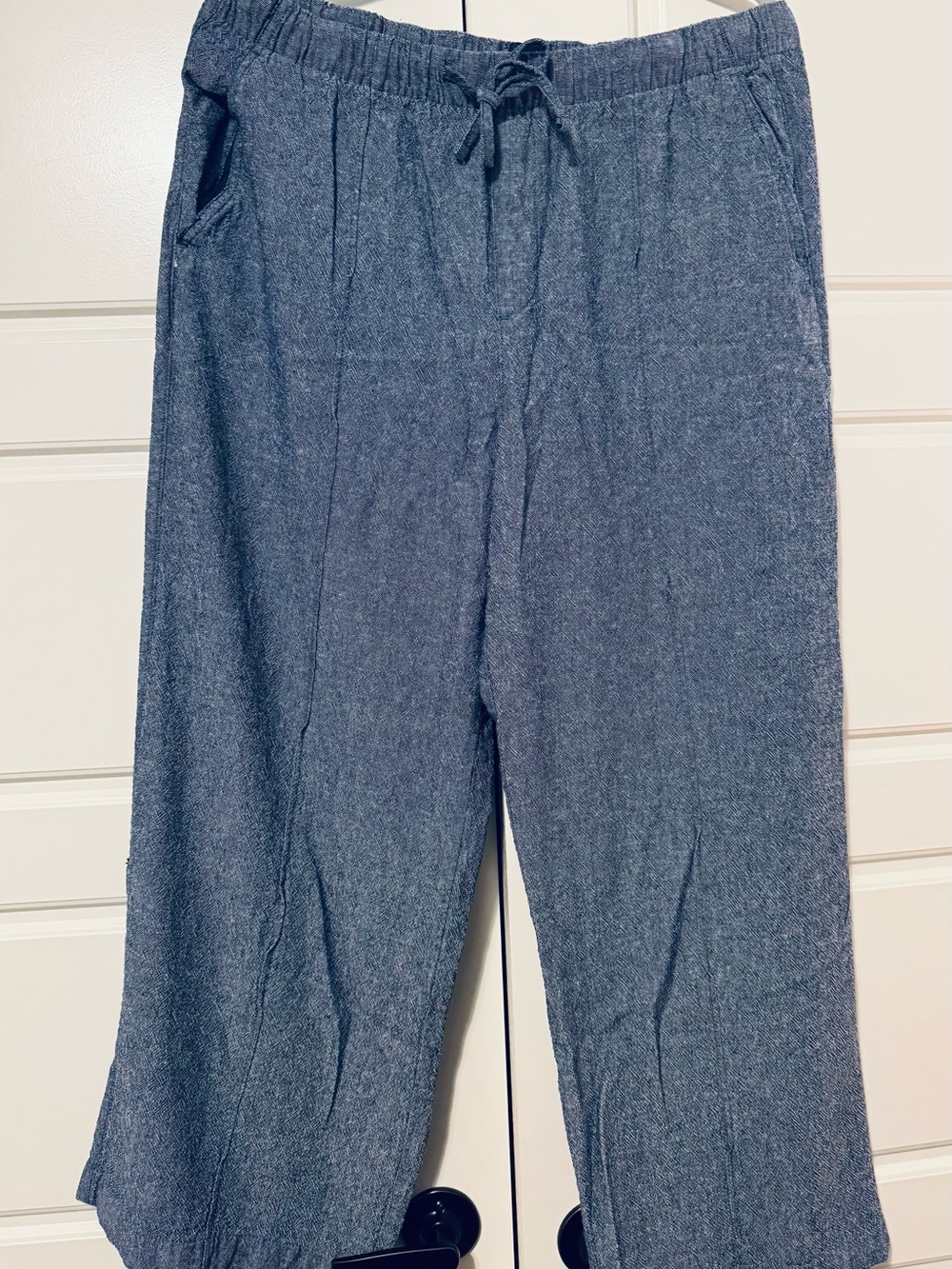 GAP Linen Blend Pull-On Wide Leg Pants Navy Blue Size Large